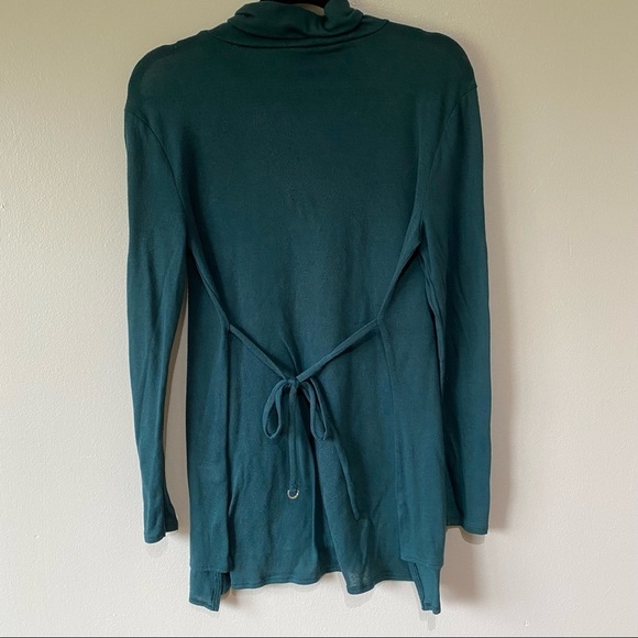 Simply Vera Mock Turtleneck Tunic Style Shirt Tie Back Teal - Picture 5 of 6